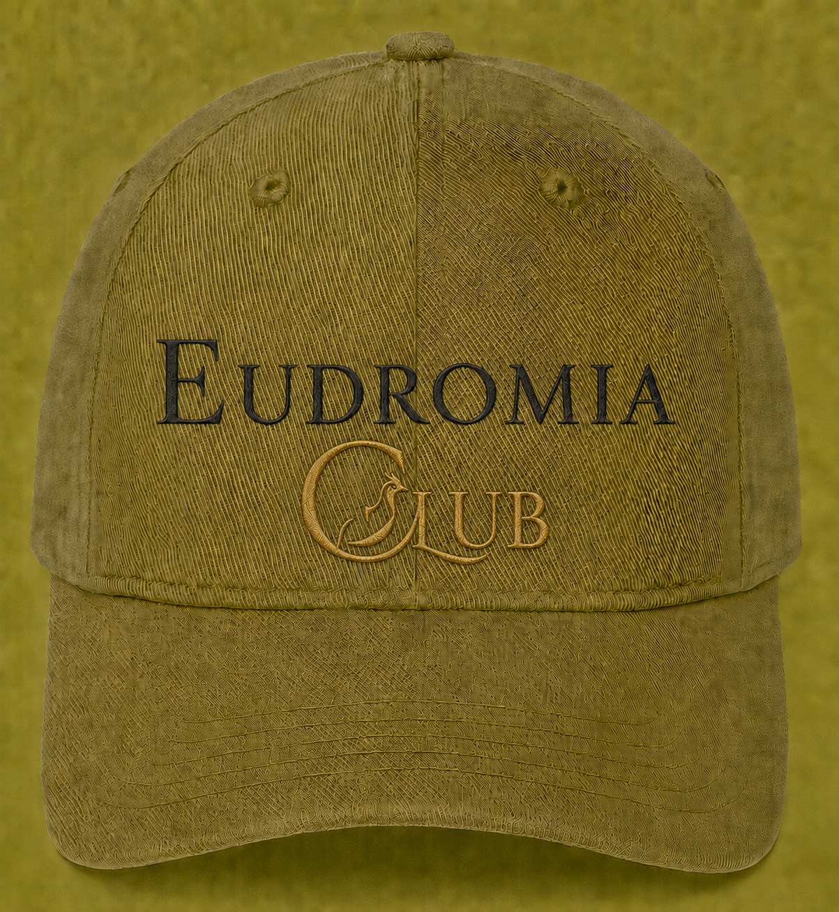 Gorra oliva EUDROMIA CLUB bordada con la marca insignia