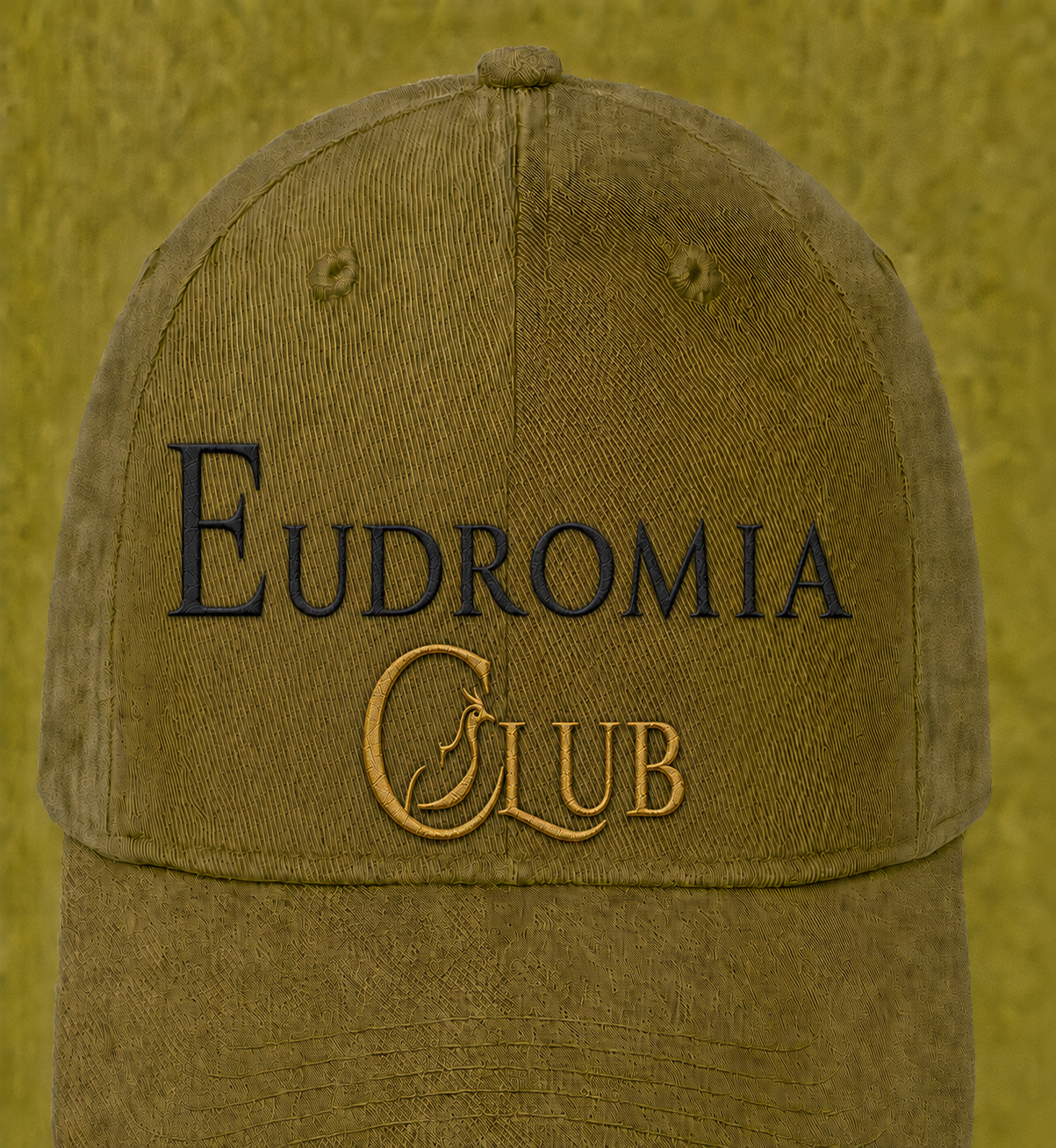 Gorra oliva EUDROMIA CLUB bordada con la marca insignia